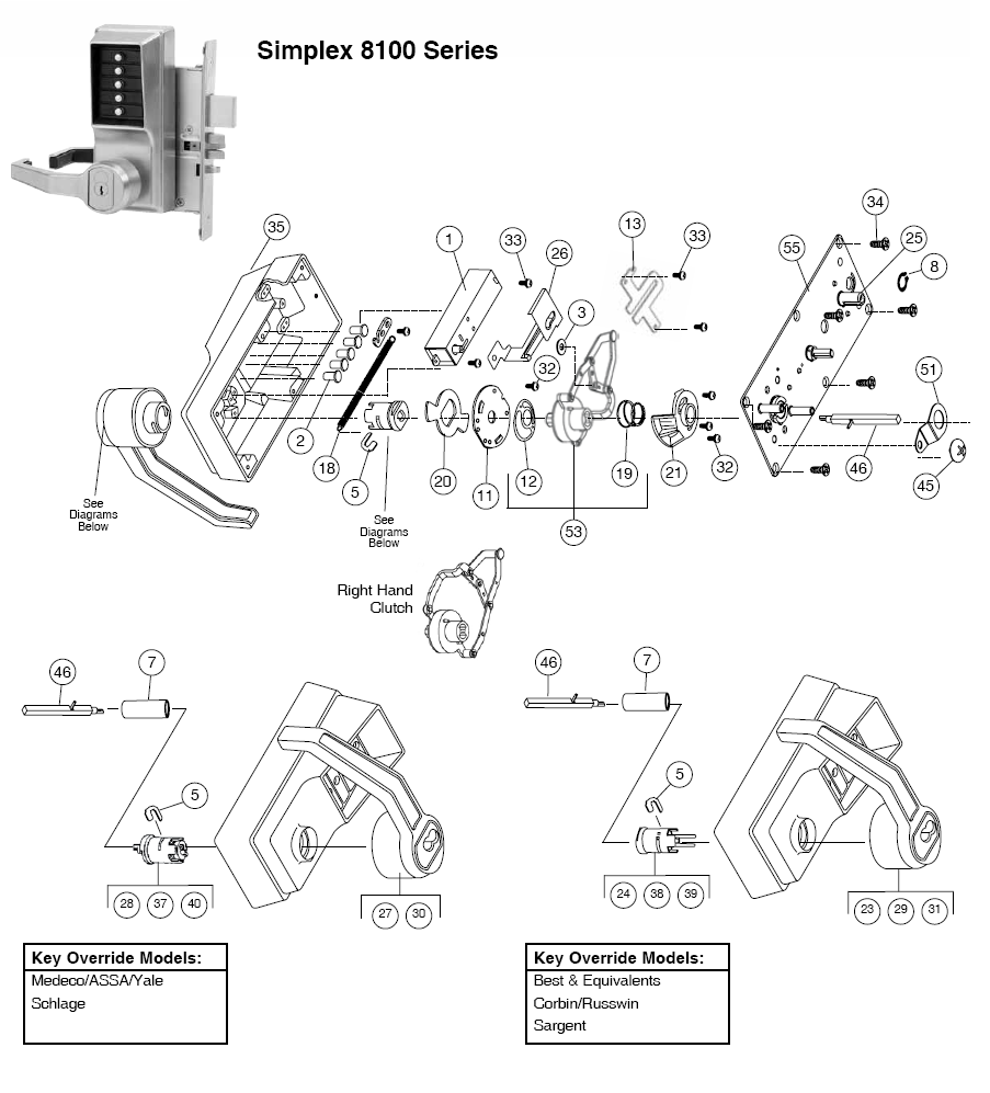 Kaba Simplex 1000 Parts Diagram